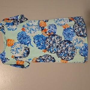 J Crew Dress 2 Gallery Shift Blue Floral Short Sleeve LIGHTWEIGHT LINED PREPPY‎